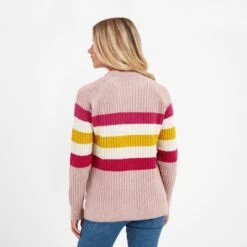 Janine Womens Striped Crew Neck Jumper - Faded Pink 12 Janine Womens Striped Crew Neck Jumper - Faded Pink -Fashion General Store 61856 JANI300 3