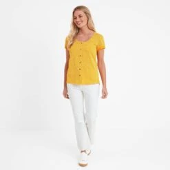 Kinver Womens Button Up Top - Bright Yellow Dalmation Print 16 Kinver Womens Button Up Top - Bright Yellow Dalmation Print -Fashion General Store 61856 KINV310 1