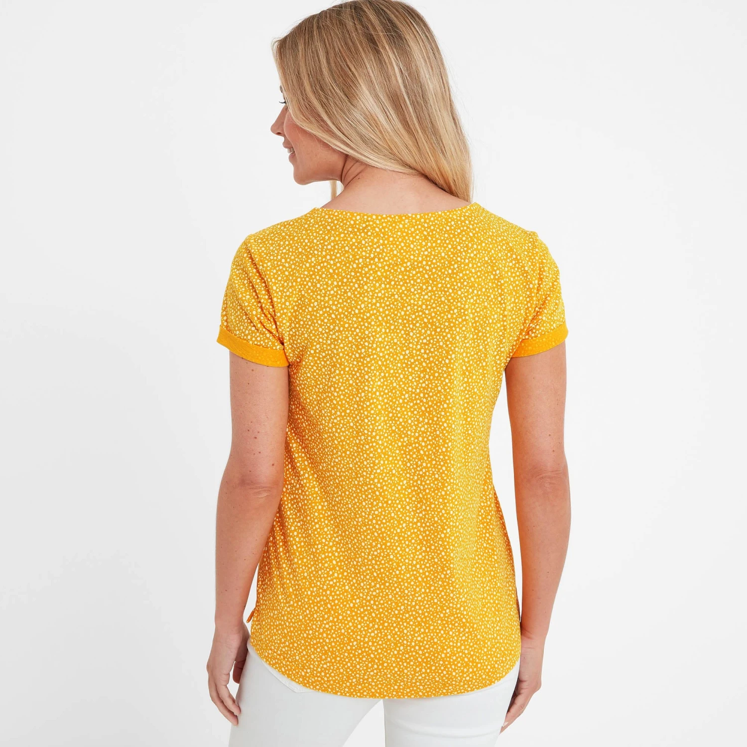 Kinver Womens Button Up Top - Bright Yellow Dalmation Print 5 Kinver Womens Button Up Top - Bright Yellow Dalmation Print - Image 3