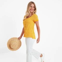 Kinver Womens Button Up Top - Bright Yellow Dalmation Print 15 Kinver Womens Button Up Top - Bright Yellow Dalmation Print -Fashion General Store 61856 KINV310 7