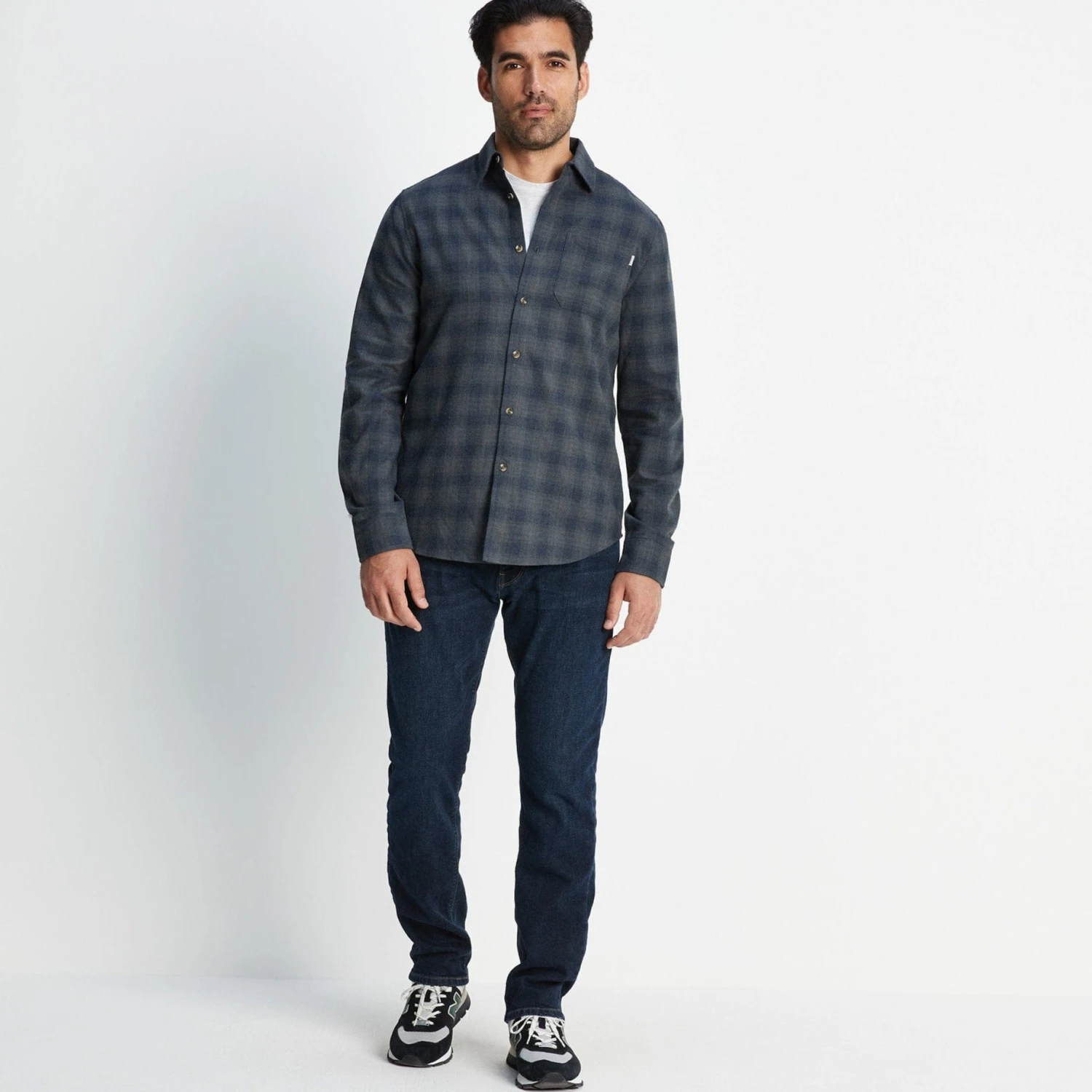 Latham Mens Flannel Long Sleeve Shirt - Dark Indigo Check 6 Latham Mens Flannel Long Sleeve Shirt - Dark Indigo Check - Image 4