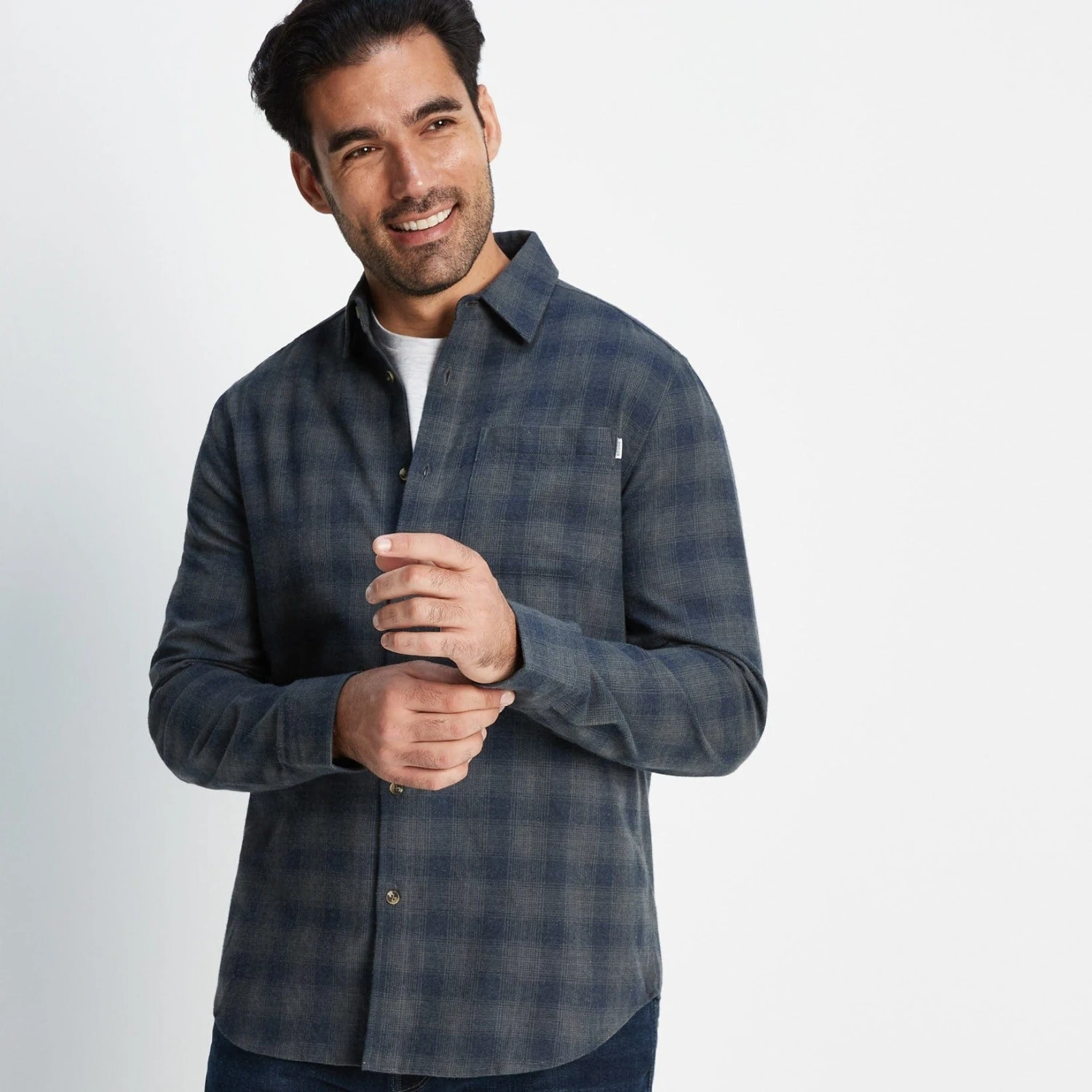 Latham Mens Flannel Long Sleeve Shirt - Dark Indigo Check 3 Latham Mens Flannel Long Sleeve Shirt - Dark Indigo Check