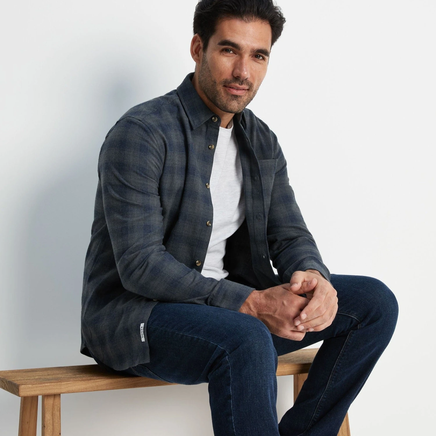 Latham Mens Flannel Long Sleeve Shirt - Dark Indigo Check 5 Latham Mens Flannel Long Sleeve Shirt - Dark Indigo Check - Image 3