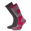 Linz 2 Pack Womens Ski Socks - Dark Grey Marl/Dark Pink -Fashion General Store 61856 LINZ910
