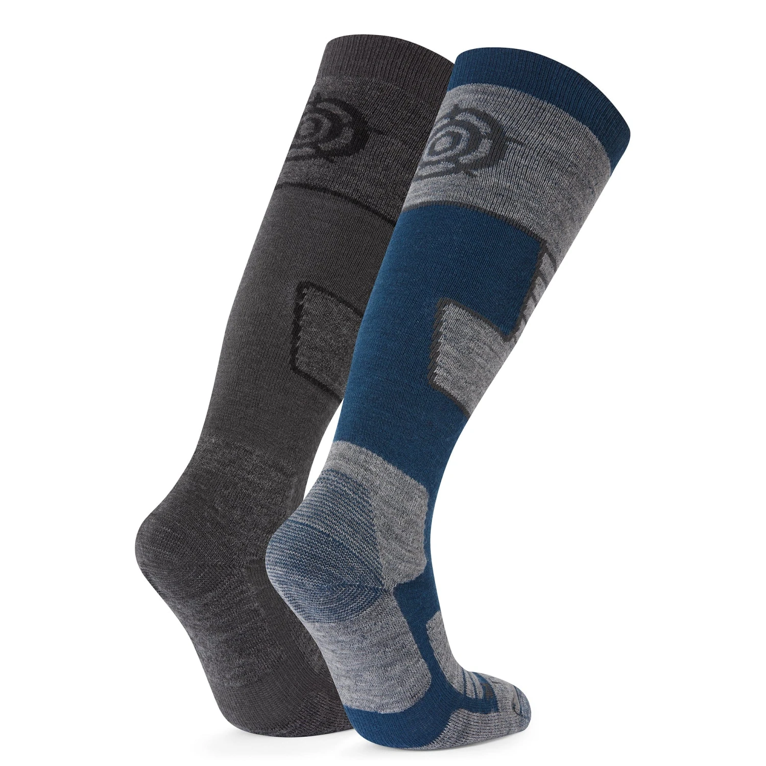 Linz 2 Pack Womens Ski Socks - Dark Grey Marl/Jewel Blue 4 Linz 2 Pack Womens Ski Socks - Dark Grey Marl/Jewel Blue - Image 2