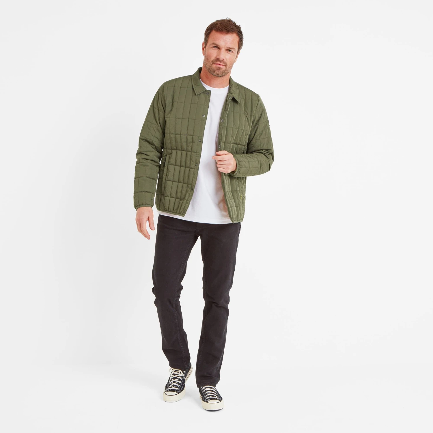 Ludwell Mens Padded Overshirt - Khaki 4 Ludwell Mens Padded Overshirt - Khaki - Image 2