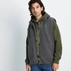 Mackay Mens Sherpa Fleece Gilet - Soot Grey -Fashion General Store 61856 MACK001 2