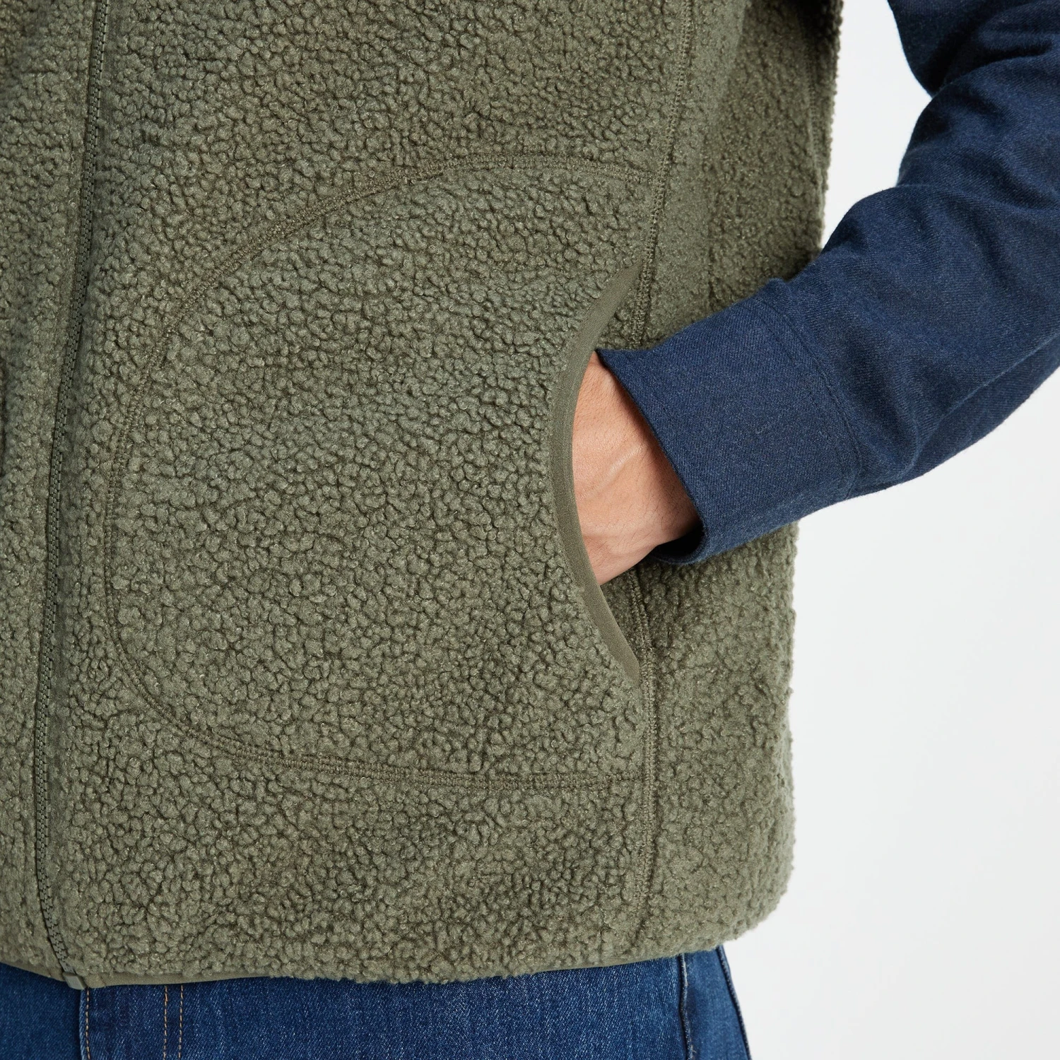 Mackay Mens Sherpa Fleece Gilet - Khaki 10 Mackay Mens Sherpa Fleece Gilet - Khaki - Image 8