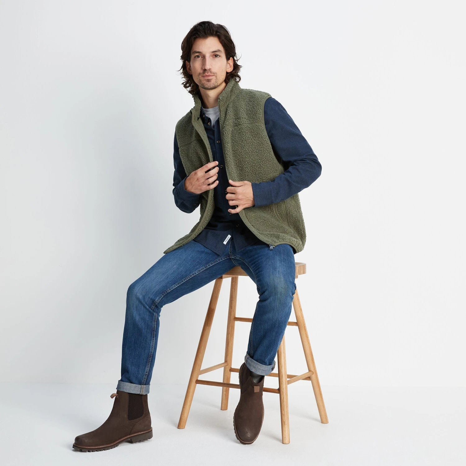 Mackay Mens Sherpa Fleece Gilet - Khaki 6 Mackay Mens Sherpa Fleece Gilet - Khaki - Image 4