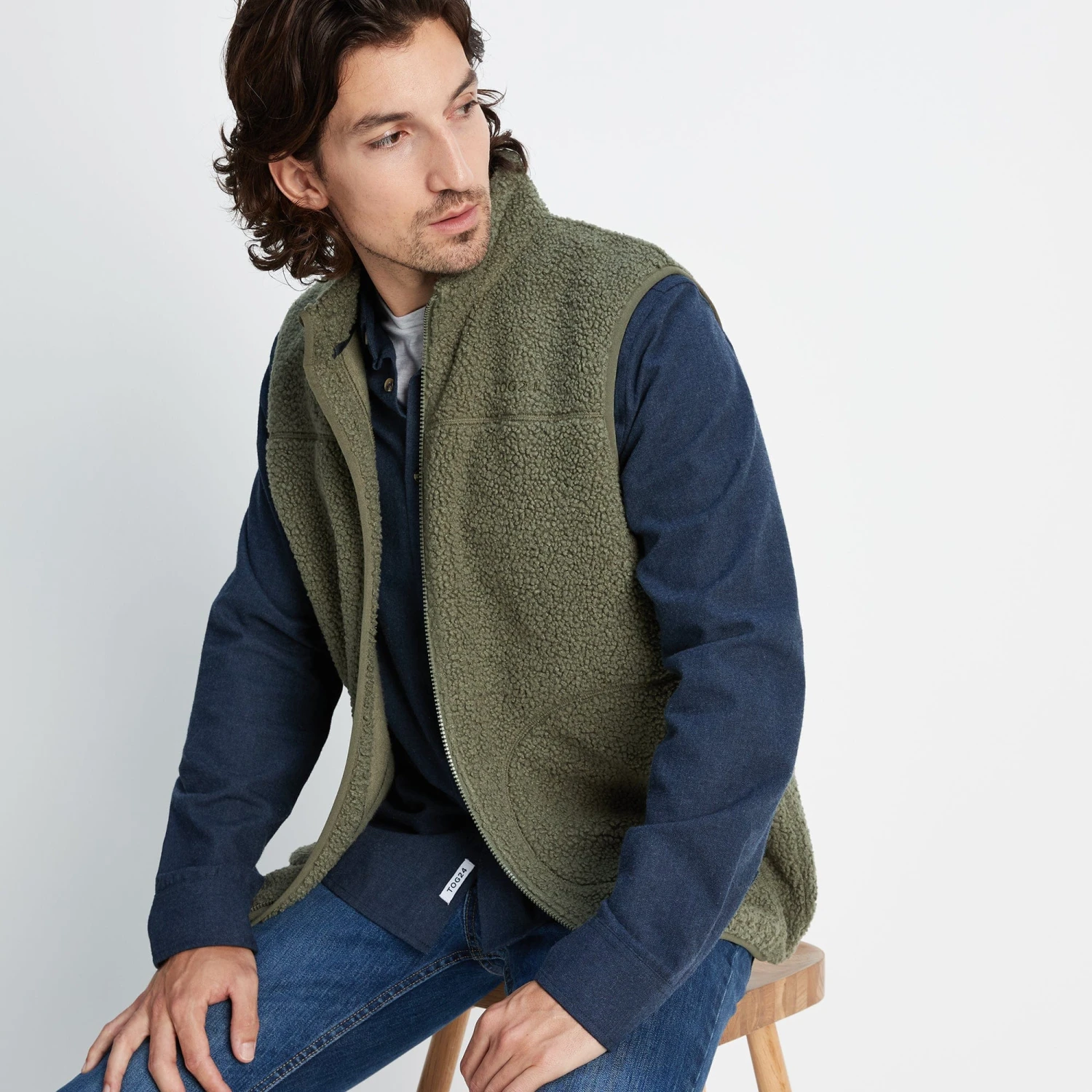 Mackay Mens Sherpa Fleece Gilet - Khaki 5 Mackay Mens Sherpa Fleece Gilet - Khaki - Image 3