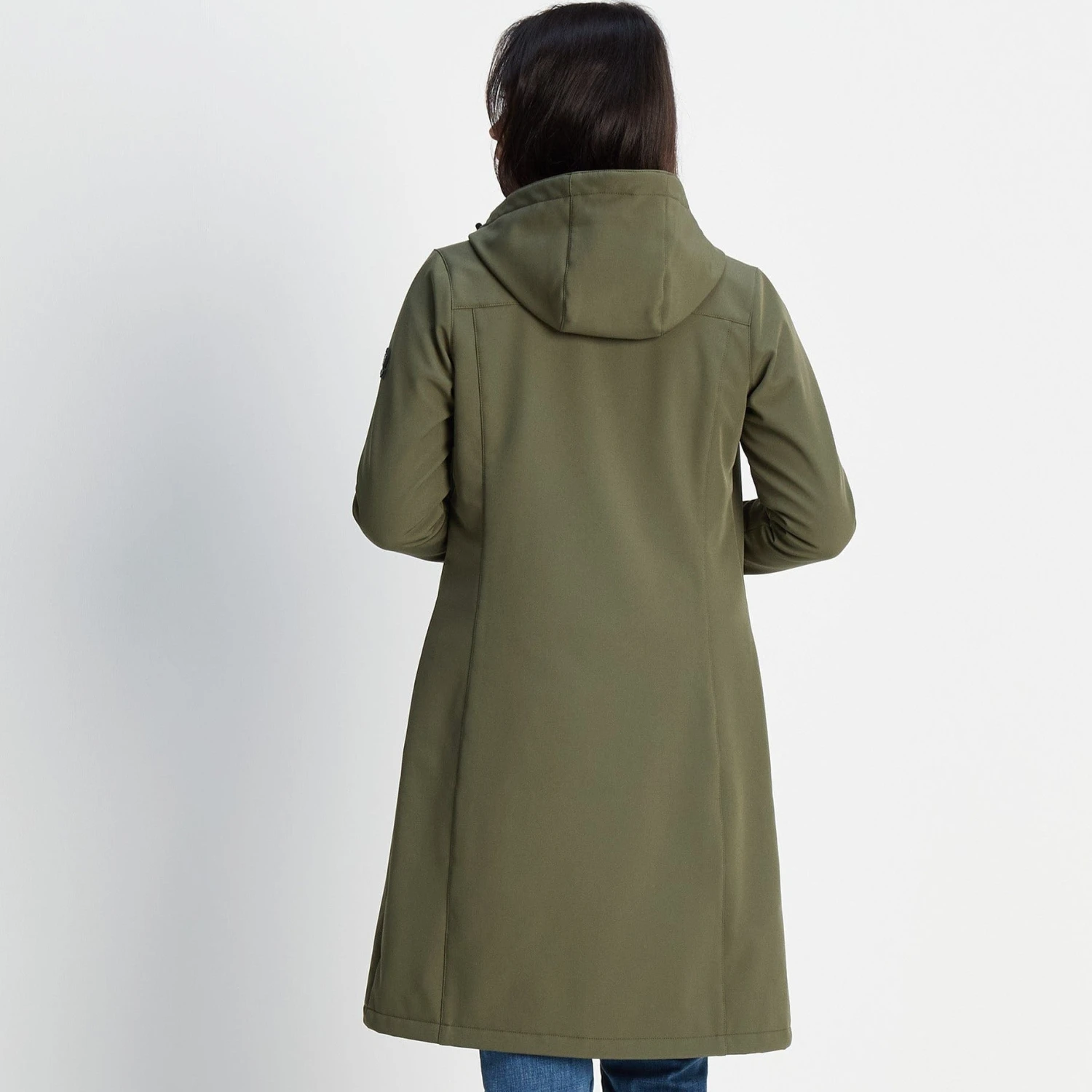 Marina Womens Extra Long Softshell Jacket - Khaki 6 Marina Womens Extra Long Softshell Jacket - Khaki - Image 4