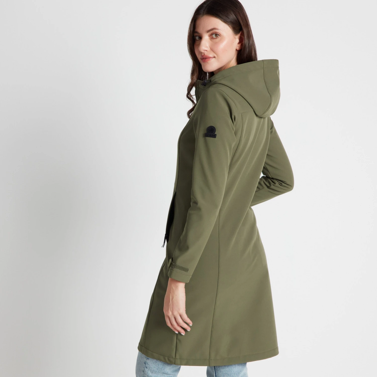 Marina Womens Extra Long Softshell Jacket - Khaki 3 Marina Womens Extra Long Softshell Jacket - Khaki