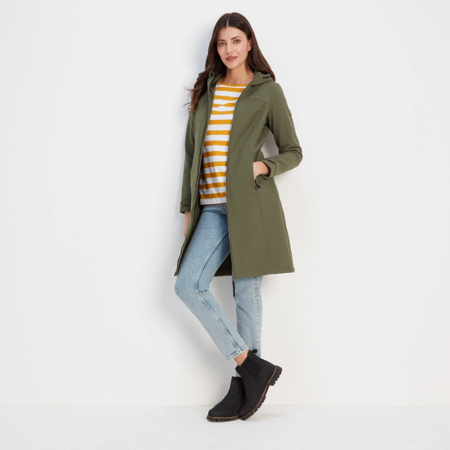 Marina Womens Extra Long Softshell Jacket - Khaki 13 Marina Womens Extra Long Softshell Jacket - Khaki - Image 11