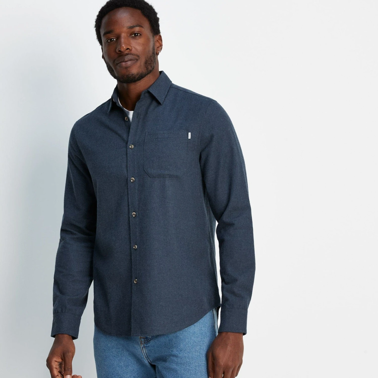 Markham Mens Flannel Long Sleeve Shirt - Dark Indigo Marl 3 Markham Mens Flannel Long Sleeve Shirt - Dark Indigo Marl
