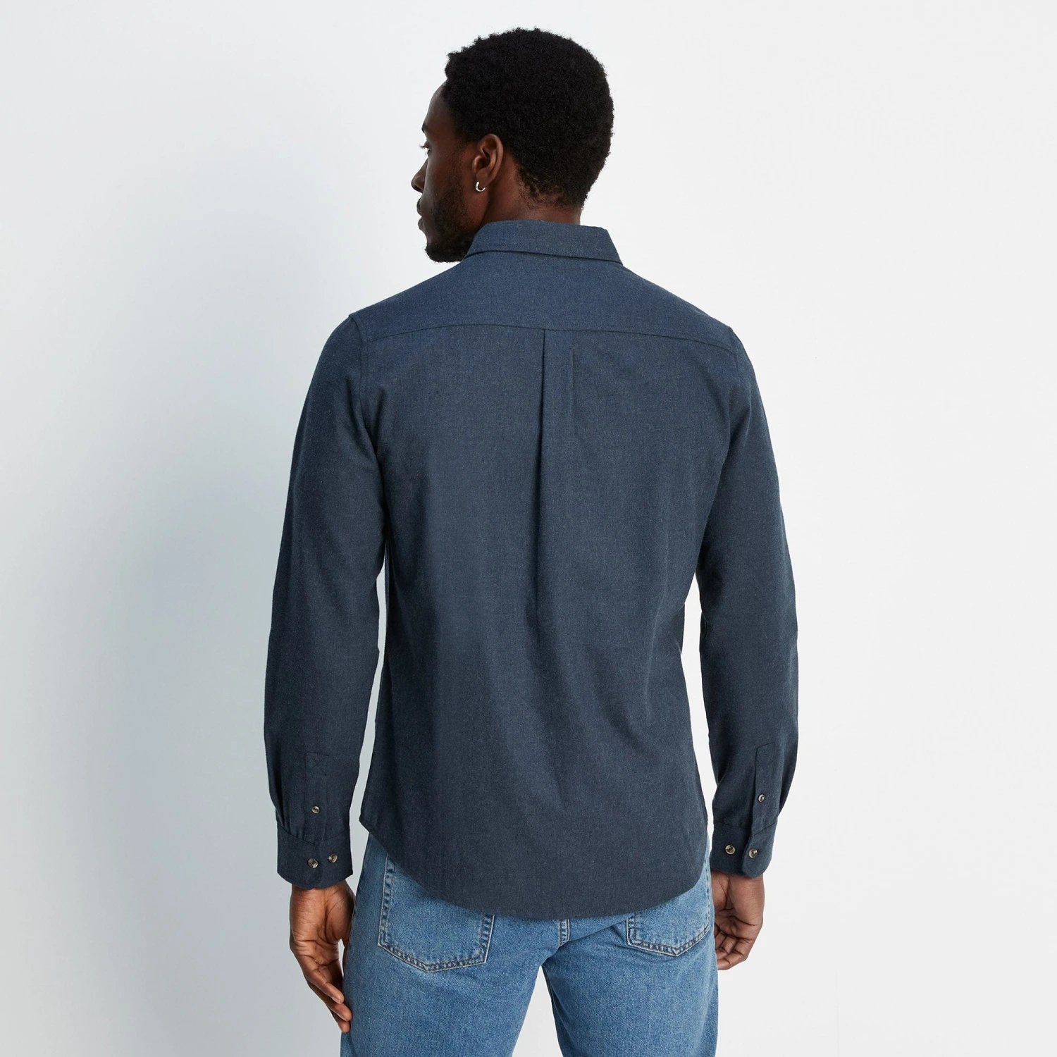 Markham Mens Flannel Long Sleeve Shirt - Dark Indigo Marl 7 Markham Mens Flannel Long Sleeve Shirt - Dark Indigo Marl - Image 5