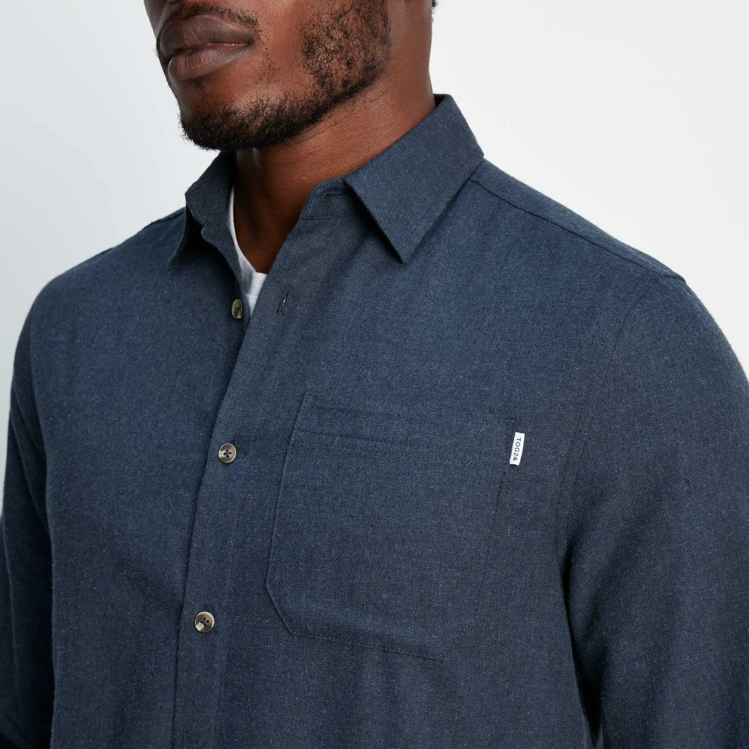 Markham Mens Flannel Long Sleeve Shirt - Dark Indigo Marl 8 Markham Mens Flannel Long Sleeve Shirt - Dark Indigo Marl - Image 6