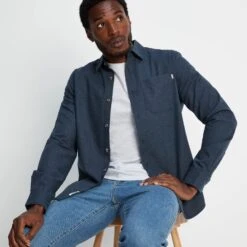 Markham Mens Flannel Long Sleeve Shirt - Dark Indigo Marl 12 Markham Mens Flannel Long Sleeve Shirt - Dark Indigo Marl -Fashion General Store 61856 MARKH001 7
