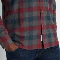 Maver Mens Flannel Check Long Sleeve Shirt - Grey Marl/Port Check -Fashion General Store 61856 MAVER001 4