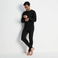 Meru Mens Cashmere Touch Base Layer Set - Black -Fashion General Store 61856 MERU001 10