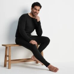 Meru Mens Cashmere Touch Base Layer Set - Black -Fashion General Store 61856 MERU001 9