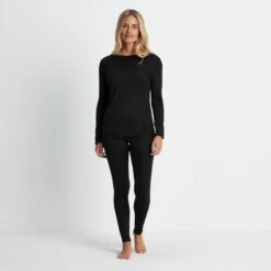 Meru Womens Cashmere Touch Base Layer Set - Black -Fashion General Store 61856 MERU300 1