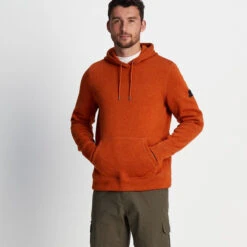 Mosby Mens Knitlook Fleece Hoody - Dark Orange Marl -Fashion General Store 61856 MOSBY007 1