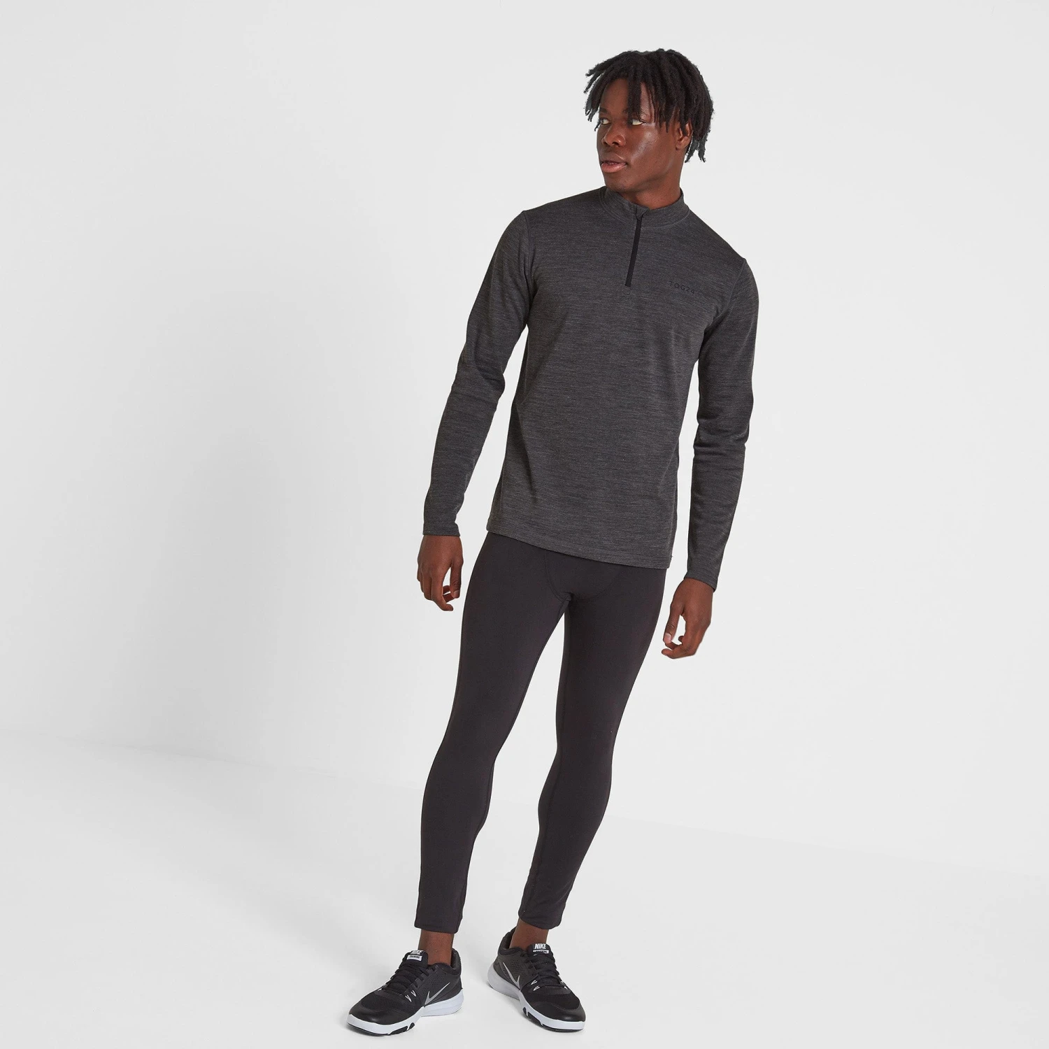 Nevis Mens Merino Base Layer Zip Neck - Grey Marl 6 Nevis Mens Merino Base Layer Zip Neck - Grey Marl - Image 4