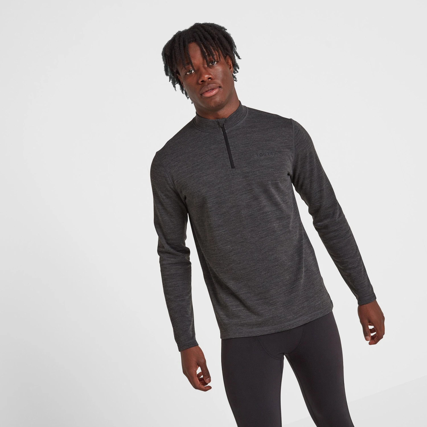 Nevis Mens Merino Base Layer Zip Neck - Grey Marl 3 Nevis Mens Merino Base Layer Zip Neck - Grey Marl