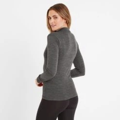 Nevis Womens Merino Base Layer Zip Neck - Grey Marl -Fashion General Store 61856 NEVIS300 2