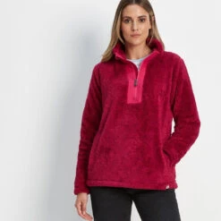 Norrell Womens Teddy Half Zip Fleece - Raspberry Marl -Fashion General Store 61856 NORR301 1