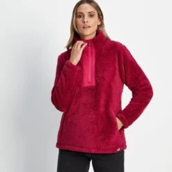 Norrell Womens Teddy Half Zip Fleece - Raspberry Marl