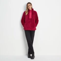 Norrell Womens Teddy Half Zip Fleece - Raspberry Marl -Fashion General Store 61856 NORR301 6