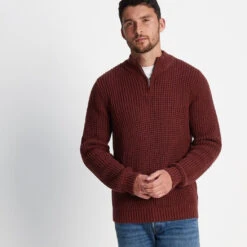 Orion Mens Zip Neck Jumper - Port -Fashion General Store 61856 ORION001 1