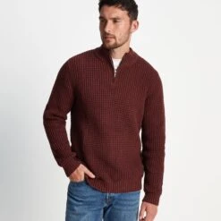 Orion Mens Zip Neck Jumper - Port