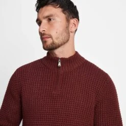 Orion Mens Zip Neck Jumper - Port -Fashion General Store 61856 ORION001 4