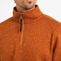 Pearson Mens Knitlook Quarter Zip Fleece - Dark Orange Marl -Fashion General Store 61856 PEAR007 4