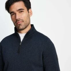 Pearson Mens Knitlook Quarter Zip Fleece - Dark Indigo Marl -Fashion General Store 61856 PEAR008 4