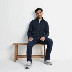 Pearson Mens Knitlook Quarter Zip Fleece - Dark Indigo Marl -Fashion General Store 61856 PEAR008 6