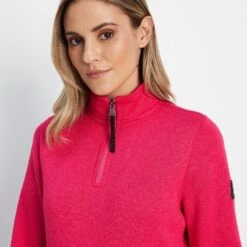 Pearson Womens Knitlook Quarter Zip Fleece - Magenta Pink Marl -Fashion General Store 61856 PEAR306 3