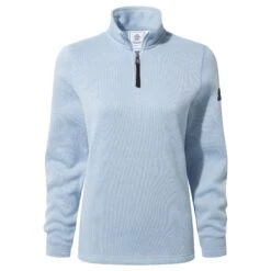 Pearson Womens Knitlook Quarter Zip Fleece - Ice Blue Marl -Fashion General Store 61856 PEAR307
