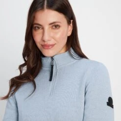 Pearson Womens Knitlook Quarter Zip Fleece - Ice Blue Marl -Fashion General Store 61856 PEAR307 4