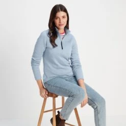 Pearson Womens Knitlook Quarter Zip Fleece - Ice Blue Marl -Fashion General Store 61856 PEAR307 7