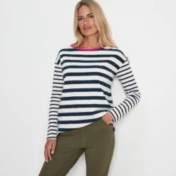 Pippa Womens Long Sleeve T-Shirt - Optic White/Starry Night