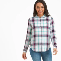 Raya Womens Long Sleeve Shirt - Dark Indigo Check -Fashion General Store 61856 RAYA300 1