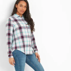 Raya Womens Long Sleeve Shirt - Dark Indigo Check
