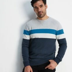 Reeth Mens Sweat - Peacock Blue/Dark Indigo