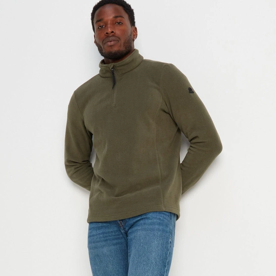 Revive Mens Quarter Zip Fleece - Khaki 4 Revive Mens Quarter Zip Fleece - Khaki - Image 2