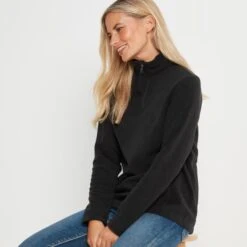 Revive Womens Quarter Zip Fleece - Black