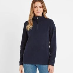 Revive Womens Quarter Zip Fleece - Dark Indigo