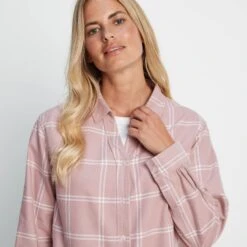 Rianne Womens Flannel Check Blouse - Faded Pink Check -Fashion General Store 61856 RIANN300 4